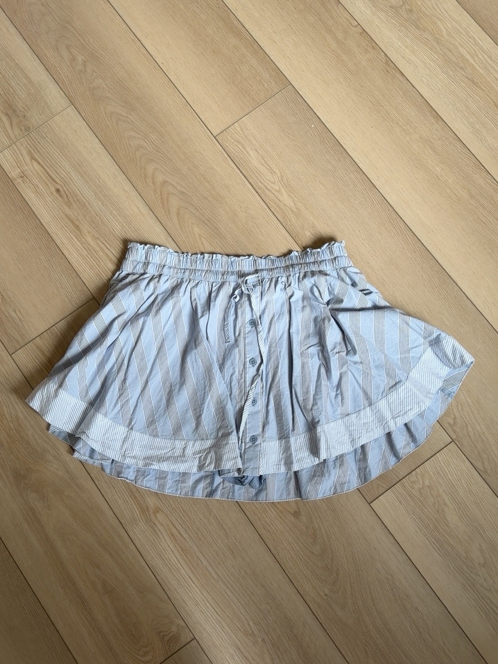 Aerie Striped Button Front Skort Light Blue White Size Large